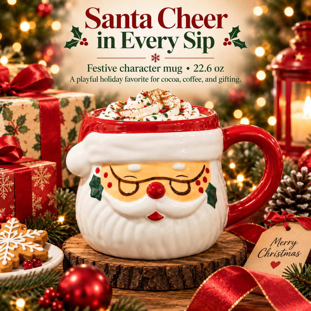 🎄 Christmas Character Mug Collection – Snowman, Santa, Penguin & Bear Stoneware Mugs