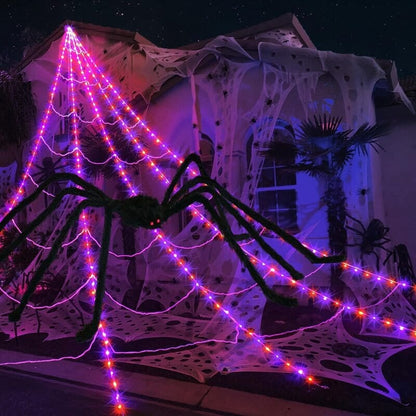 🕷️Halloween Spider Web Light Set with 2 Mini Spider String Lights