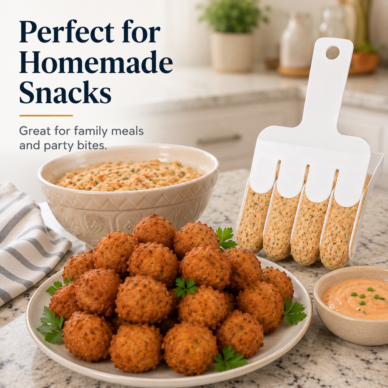 🍽️ 4-Channel Quick Portioning Scoop – Make 4 Perfect Bites at Once