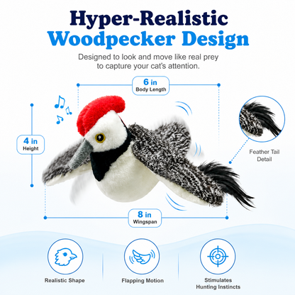 Interactive Flapping Woodpecker Cat Toy - Motion Activated, Chirping & USB Rechargeable