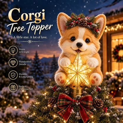 🐶 Christmas Glow Pup Tree Topper — Lighted Puppy Star for Dog Lovers