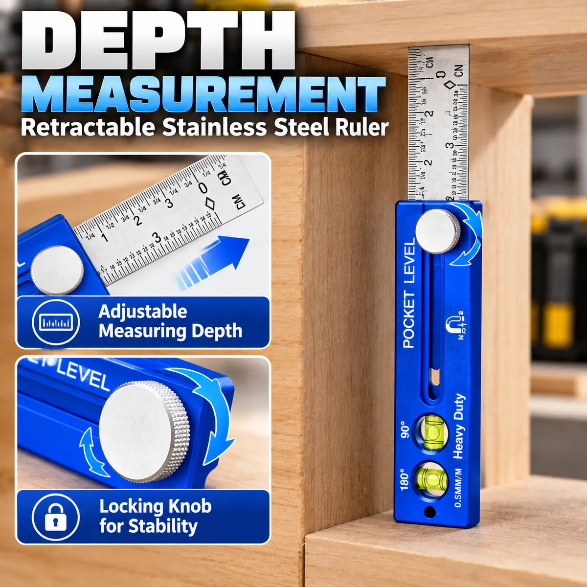 📏Multifunction Measuring Gauge & Level — Measure, Align & Mark with Precision!