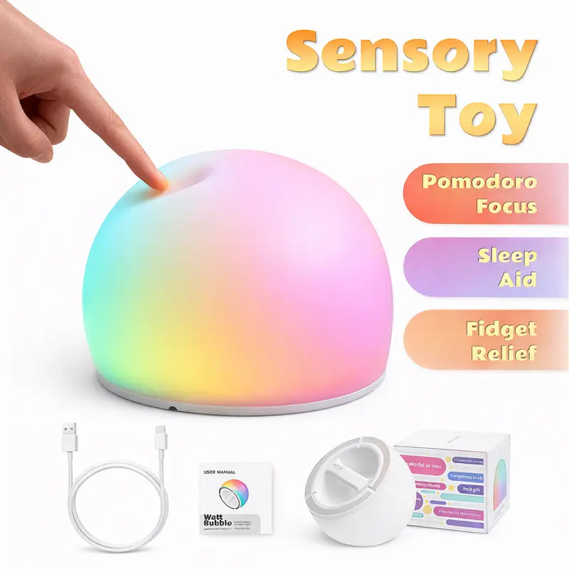 💡 WattBubble™ 29-Color Sensory Squishy Tap Light – Rechargeable BPA-Free Silicone, Anti-Blue Light & 8H Sleep Dimming