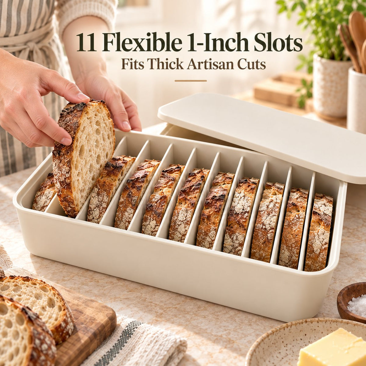 🍞 11-Slot Silicone Bread Freezer Box — Keep Sourdough Slices Separate ❄️