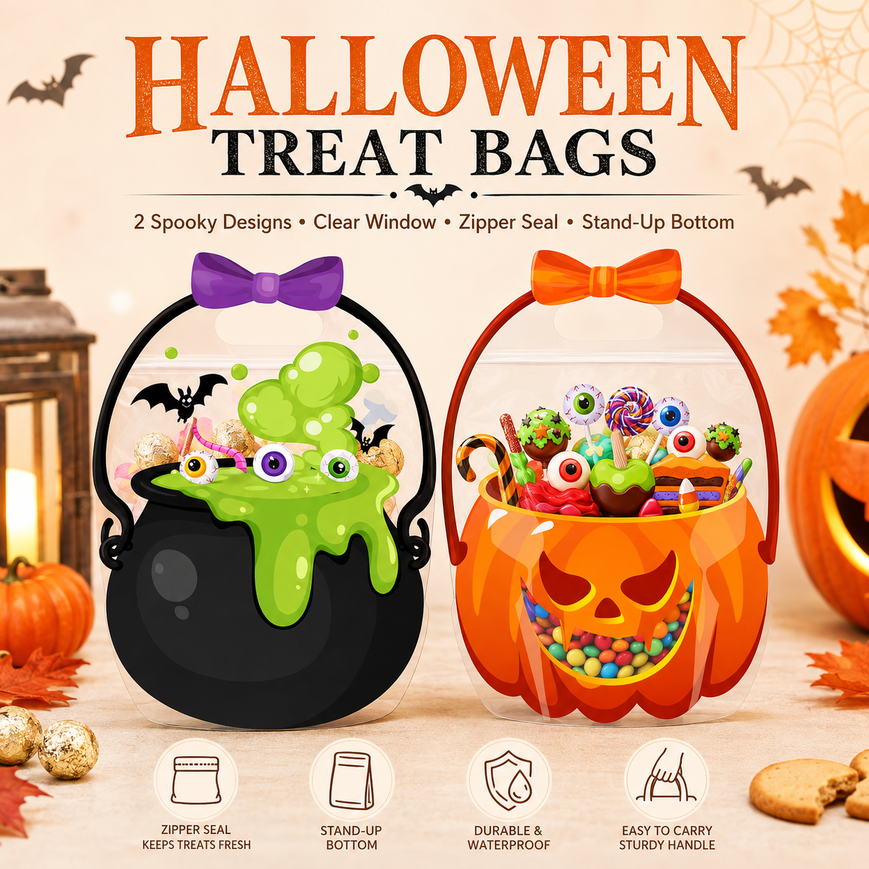 🎃 Halloween Bags Plastic Halloween Goodie Bags