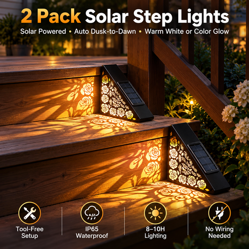 🔥Hot sales✨2-Pack Solar Step Lights Outdoor