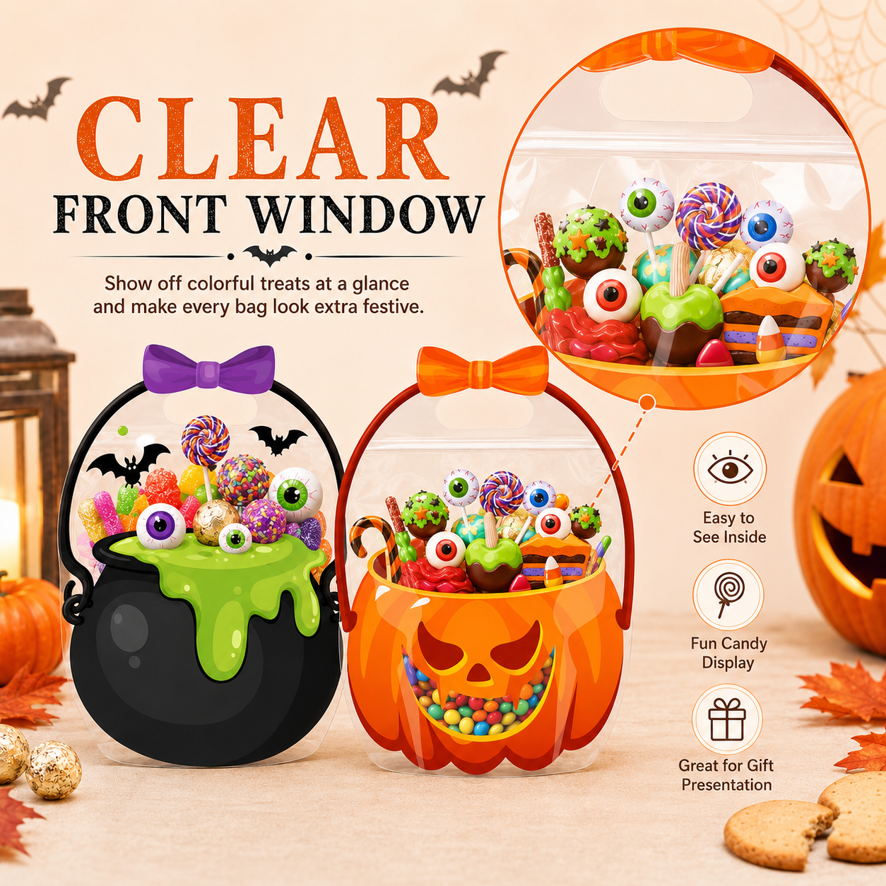 🎃 Halloween Bags Plastic Halloween Goodie Bags