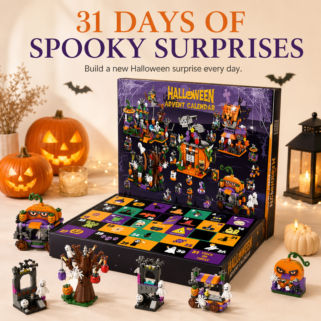🎃31-Day Halloween Advent Calendar Building Block Set-One Door at a Time