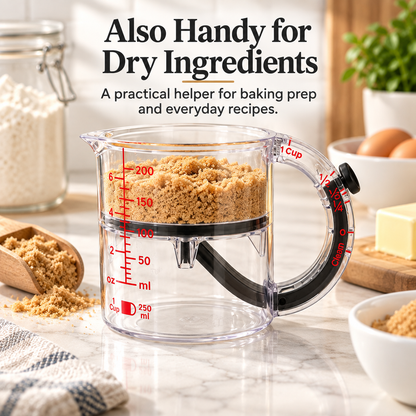 🥣 Adjustable Measuring Cup with Built-In Scraper – 1 Cup / 250 mL for Baking & Cooking