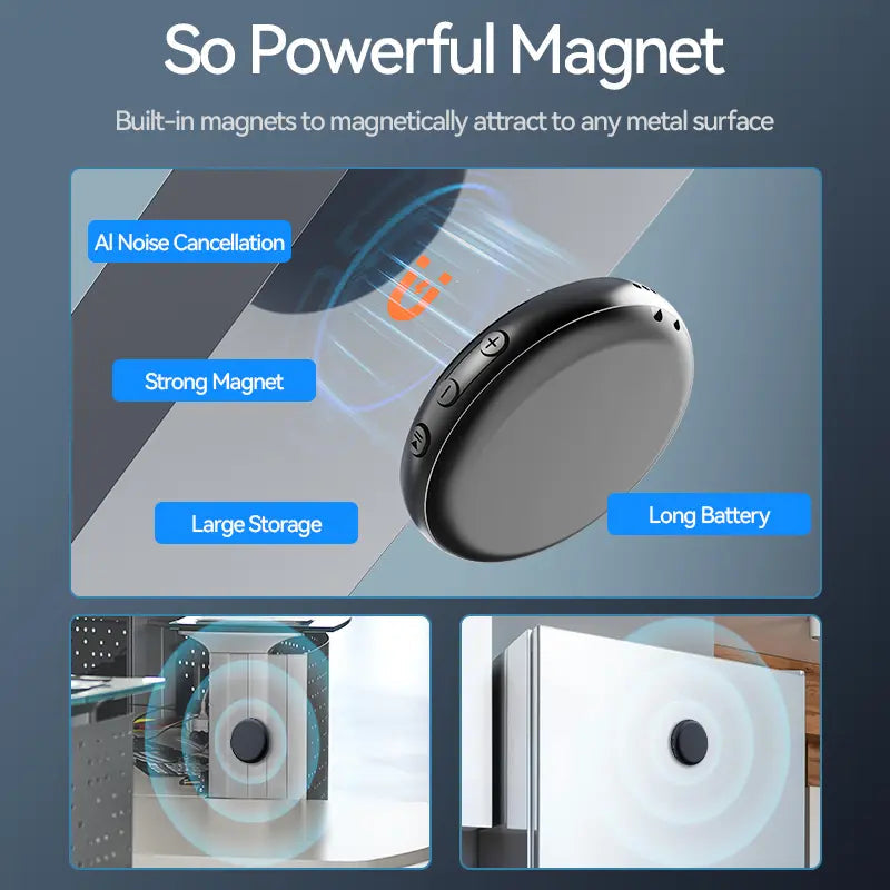 🎙️ Smart Magnetic Voice Recorder – One-Touch Recording with Noise Reduction & OTG Transfer