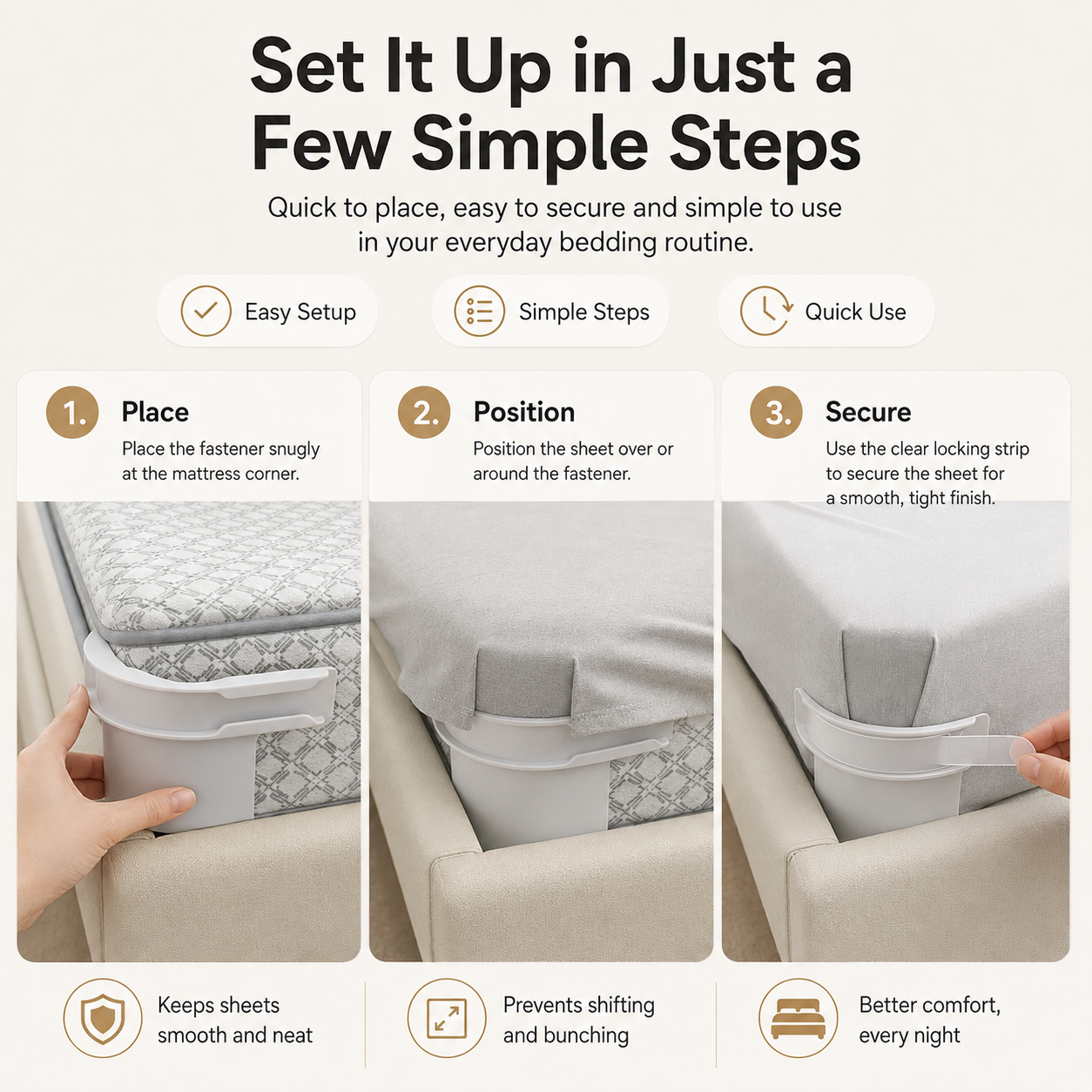 🛏️Bed Sheet Corner Fastener | 4-Piece Set for Smoother, Tidier Beds