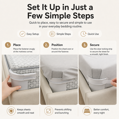 🛏️Bed Sheet Corner Fastener | 4-Piece Set for Smoother, Tidier Beds
