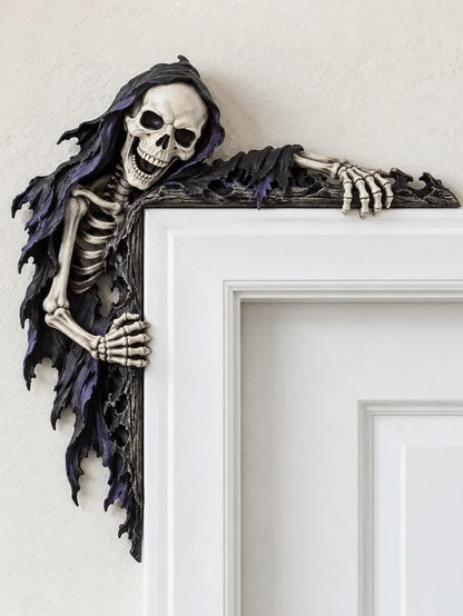 💀 Meet Your New Roommate: No Rent, No Chores, Just Hanging Around Your Doorway – Grim Reaper Corner Decor