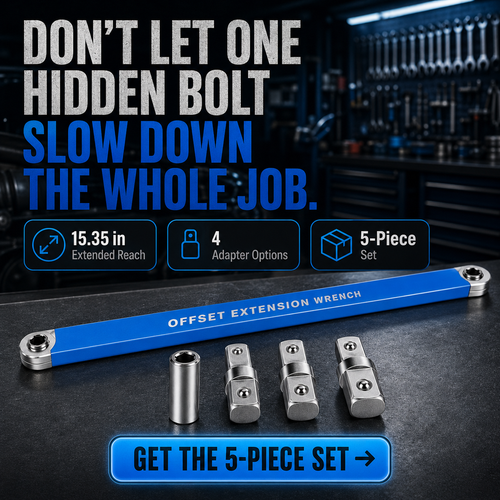 🔧 5-Piece 3/8" Offset Extension Wrench Set – Tight-Space Ratchet Access Tool