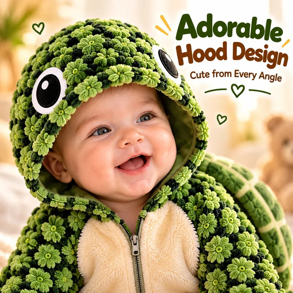 🐢 Little Turtle Baby Onesie – Adorable 3D Shell Hooded Outfit