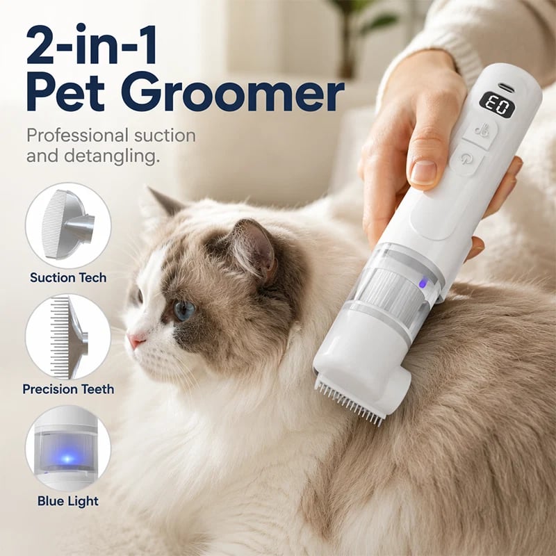 2 in 1 electric pet grooming comb with suction