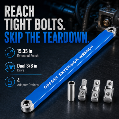 🔧 5-Piece 3/8" Offset Extension Wrench Set – Tight-Space Ratchet Access Tool