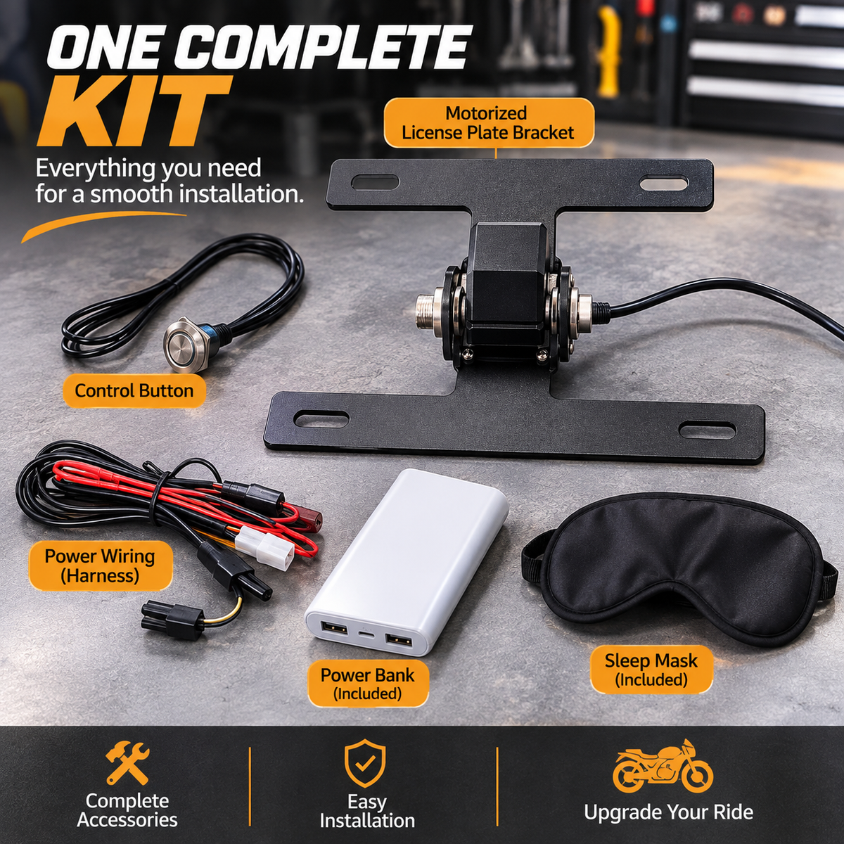 ⚙️Electric Adjustable Motorcycle Plate Bracket – Up to 160° Motorized Angle Control