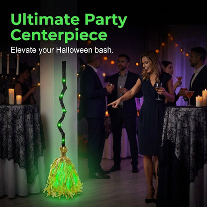 Animated Halloween Witch Broom with Lights, Sound and Motion Decor