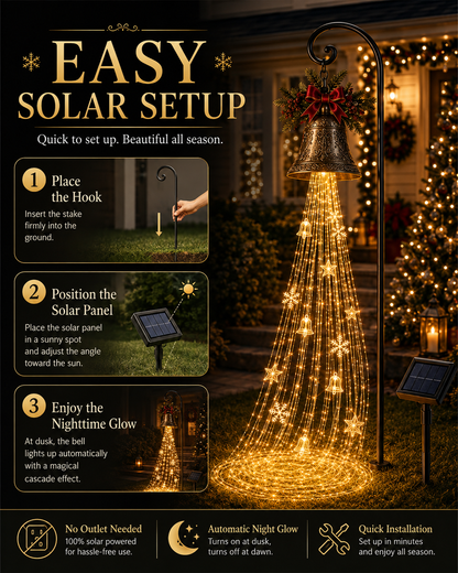 🔥Hot Sale 40% OFF🎄 Christmas Bell Cascade Solar Yard Light✨