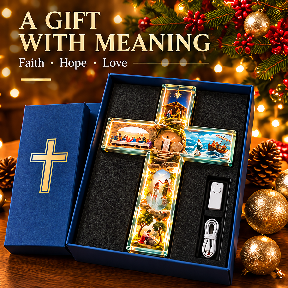 🙏✝️ The Story of Jesus Illuminated Cross ✨ 6 Biblical Scenes & Meaningful Christian Gift