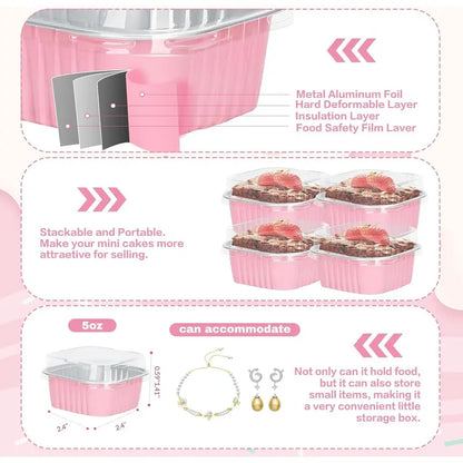 🧁 30-Pack Mini Cake Pans with Lids – Bake, Pack & Share Easily