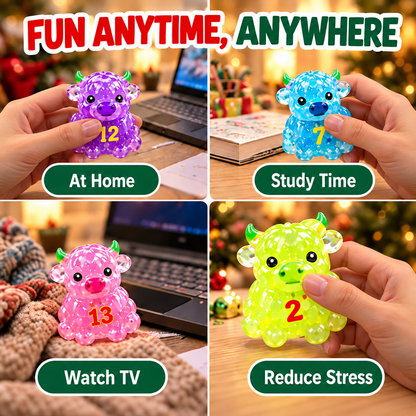 🐮 31-Day Highland Cow Christmas Countdown Calendar – Slow-Rise Squishy Toys