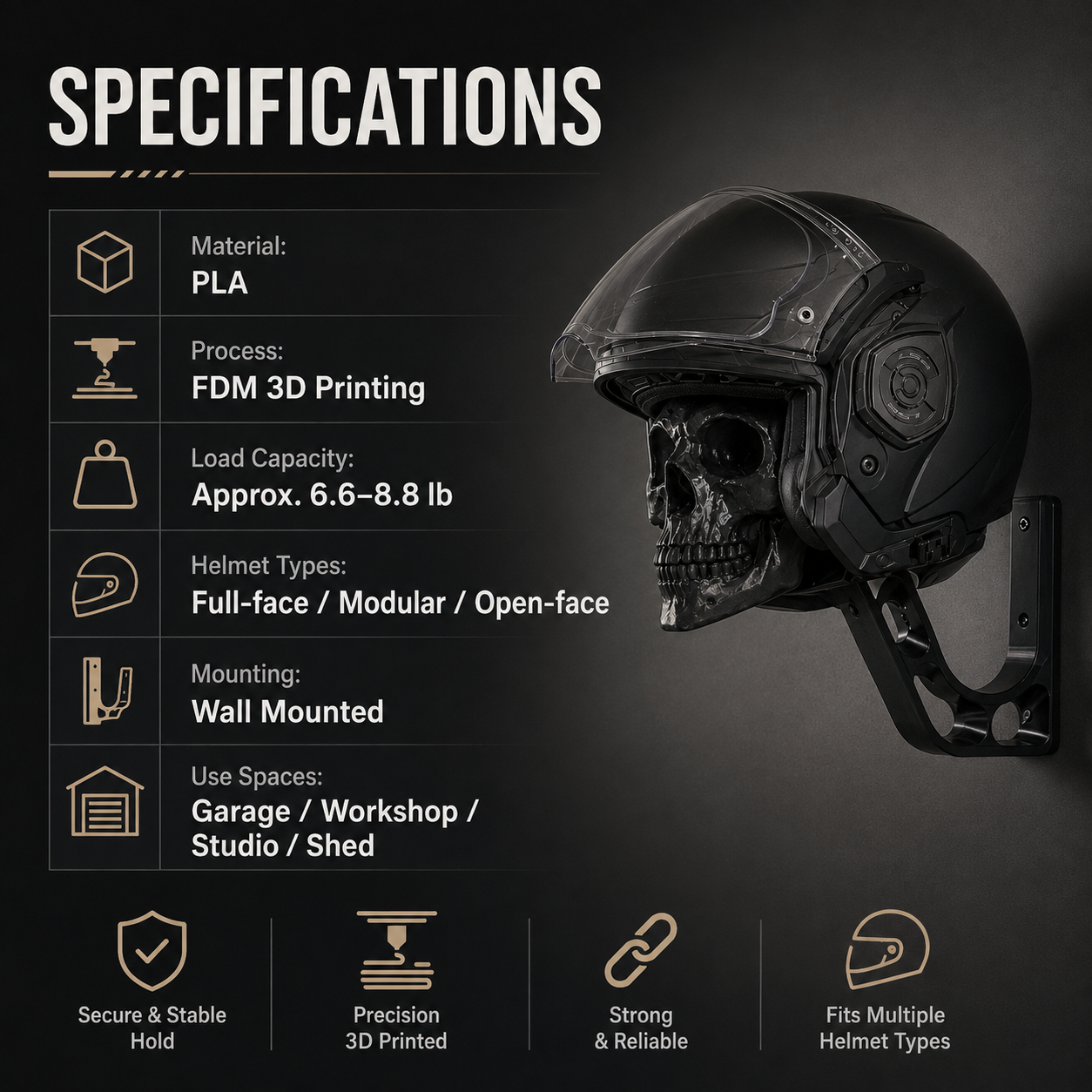 🏍️Skull Motorcycle Helmet Wall Mount