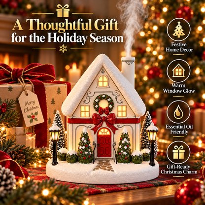 🎄 A Christmas Cottage That Comes to Life – Light-Up Aroma Diffuser with Chimney Mist