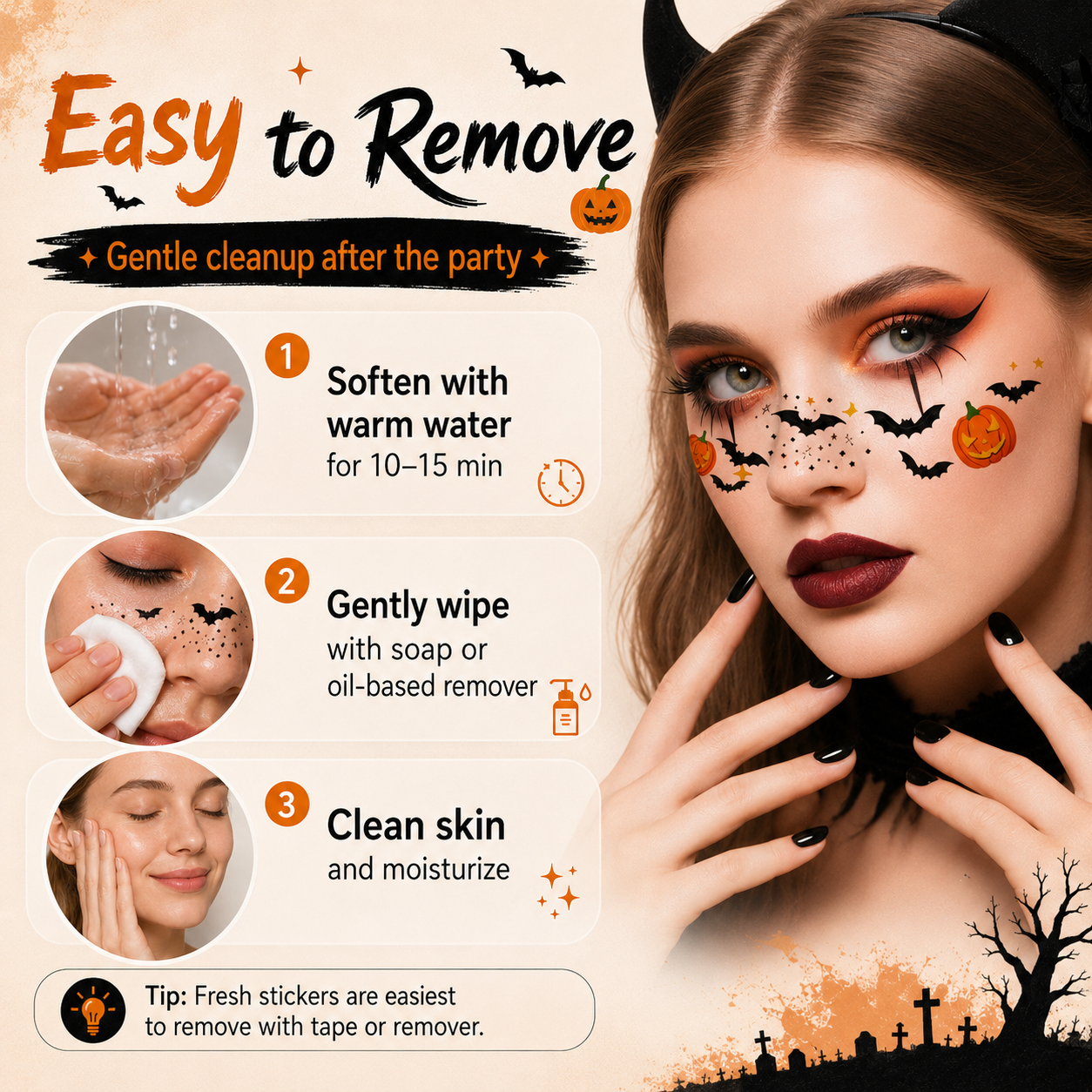 Halloween Under-Eye Face Stickers – Cute Spooky Makeup in Minutes