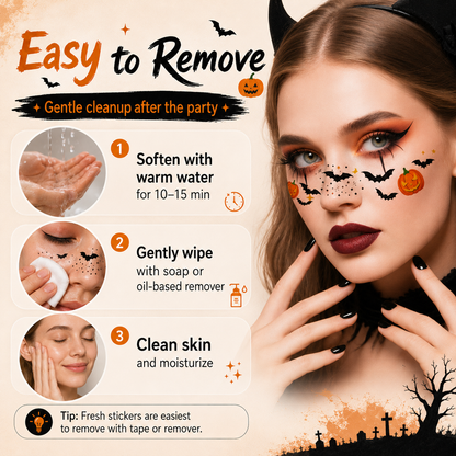Halloween Under-Eye Face Stickers – Cute Spooky Makeup in Minutes