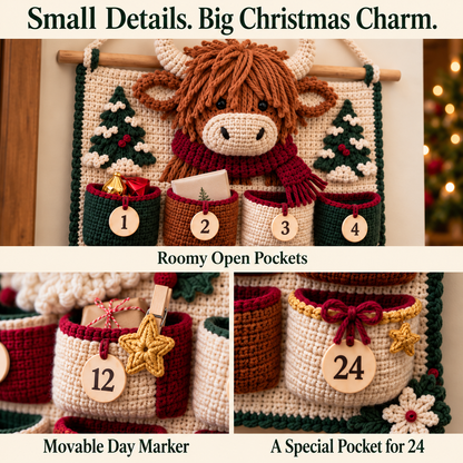 🧶 DIY Crochet Christmas Advent Calendar Kit | 24-Pocket Countdown