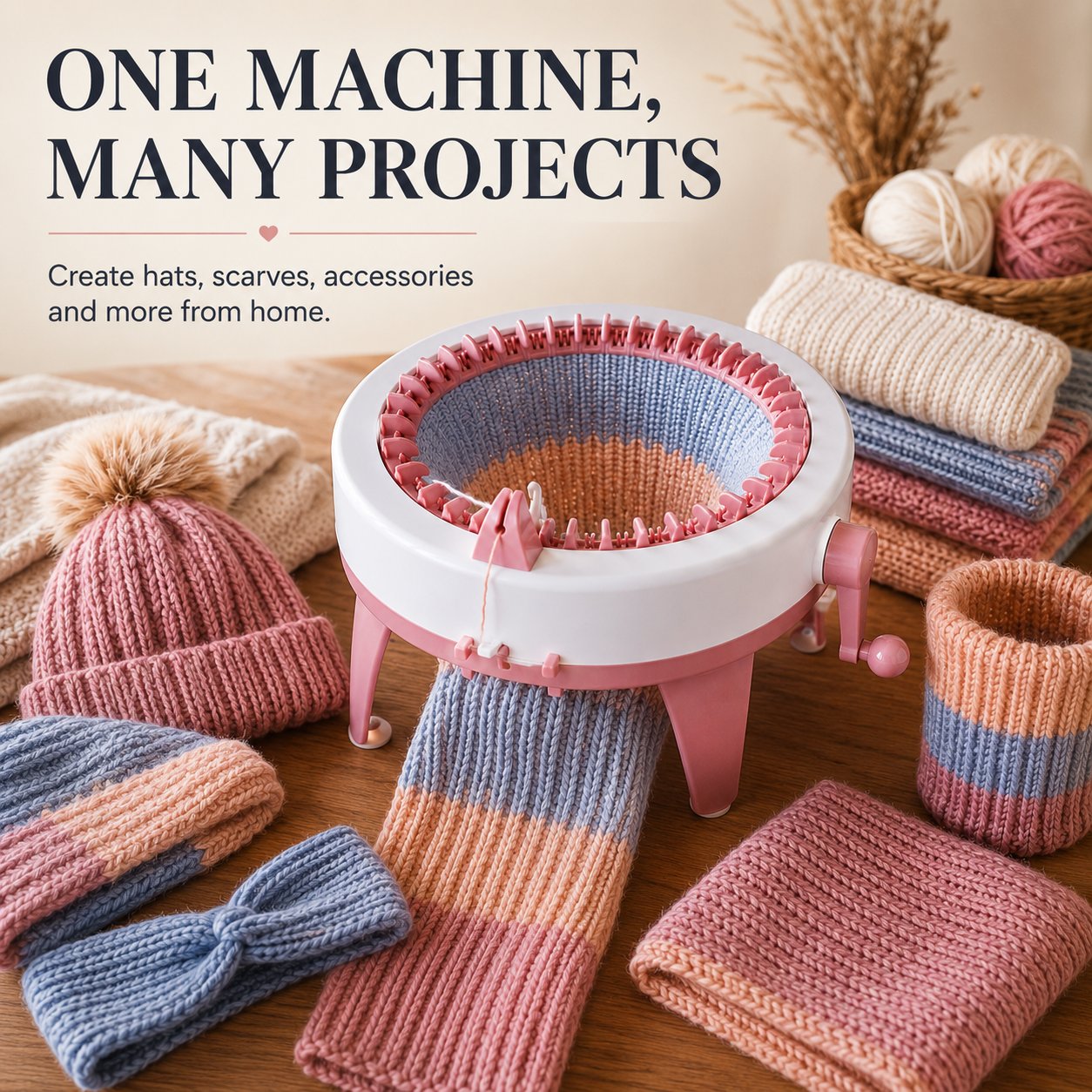 🧶 Hand-Crank Circular Knitting Machine – 40/48-Needle DIY Loom for Hats & Scarves