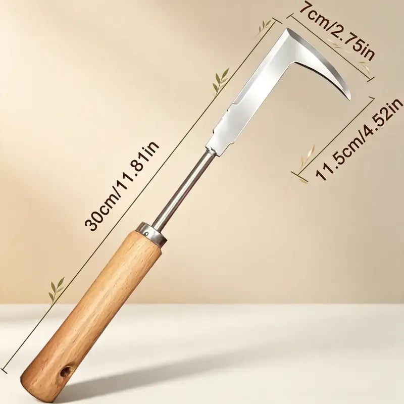 🌿Wooden Handle Crevice Weeder, Stainless Steel Manual Grass Remover for Patio, Pathways & Yards