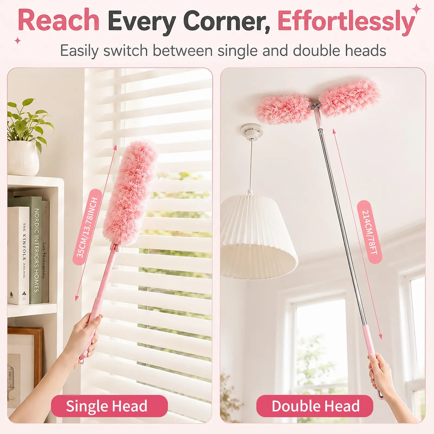 🌞7FT Extendable Microfiber Duster with Washable Flexible Head