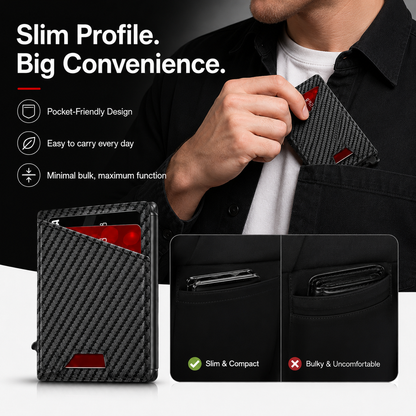 💳 Men's RFID Minimalist Bifold Wallet | Pop-Up Card Holder with ID Window & Money Clip | Gift Box Include