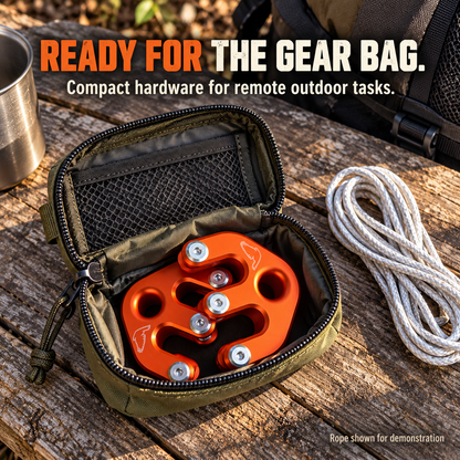🏕️🪢 Compact Aluminum Block & Tackle Hoist – Portable Outdoor Gear Lifting Pulley Set 🔩