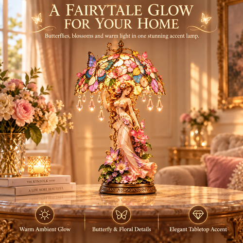 🦋 Butterfly Blossom Fairy Accent Lamp – Warm Floral Glow
