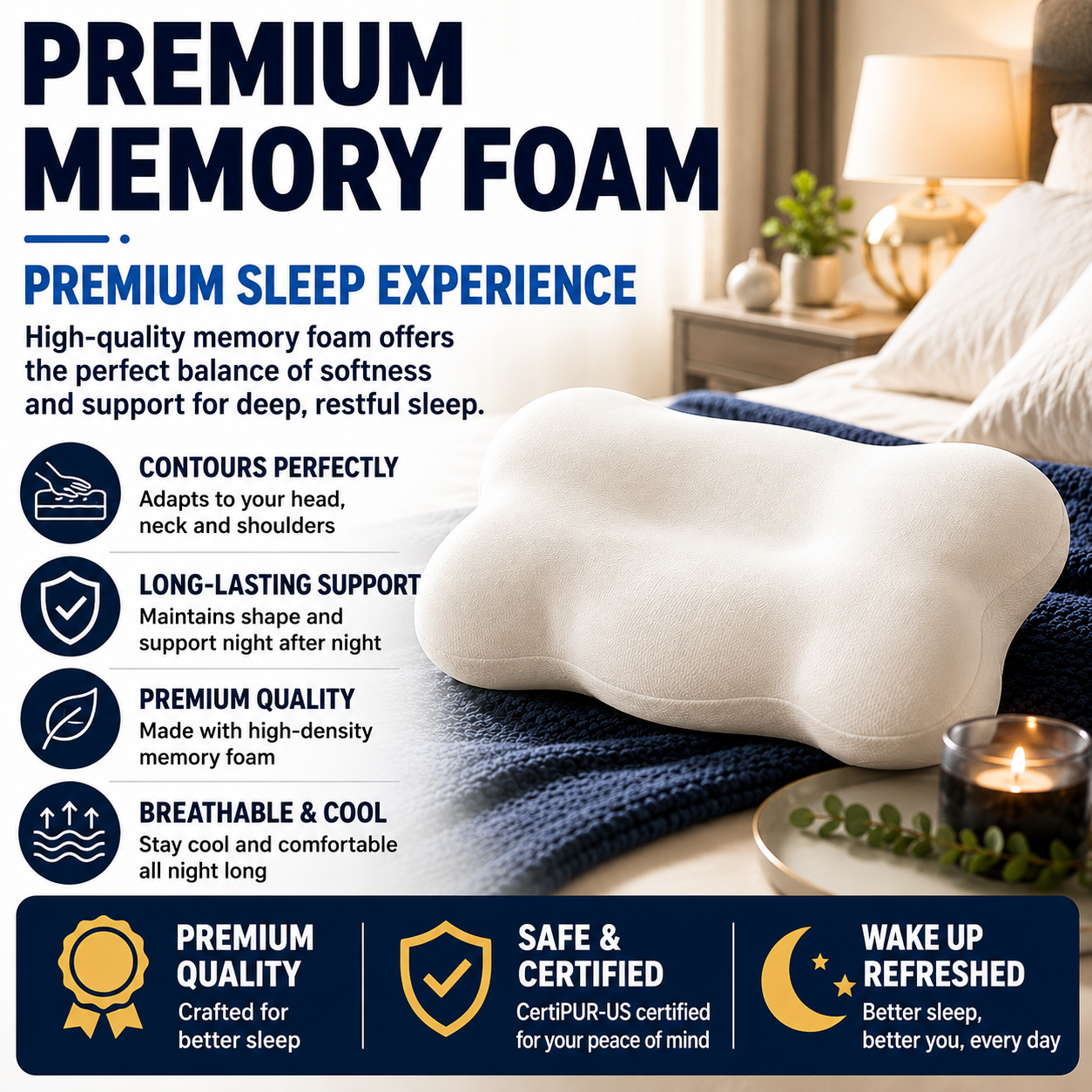 💤Cloud-shaped neck support slow rebound memory foam pillow