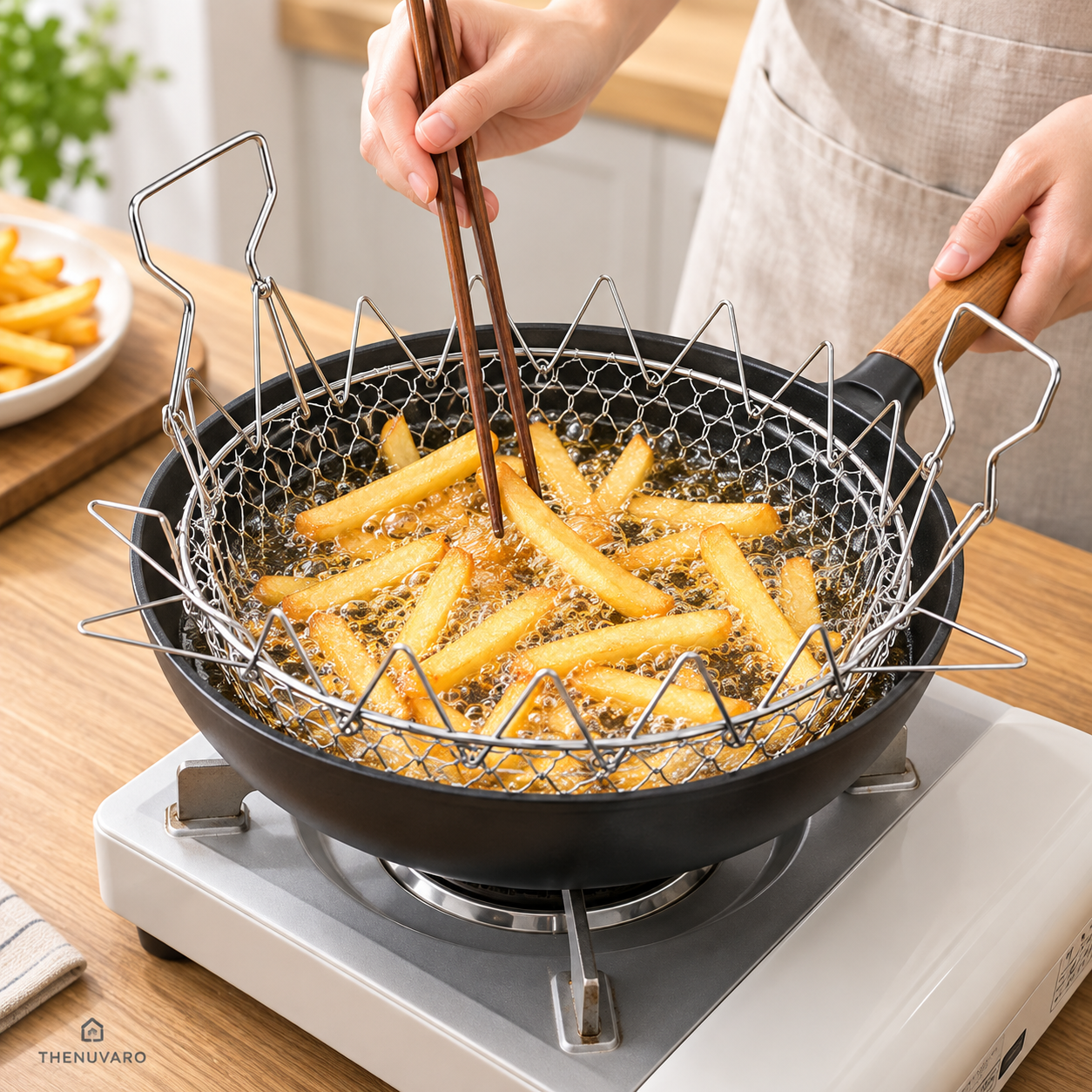 🍟 Foldable Easy-Lift Frying Basket – Fry, Lift & Drain the Whole Batch in One Easy Move