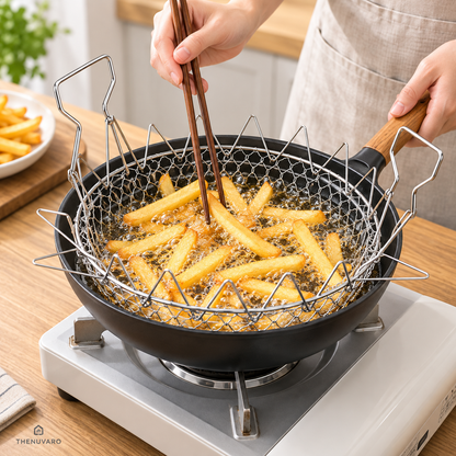 🍟 Foldable Easy-Lift Frying Basket – Fry, Lift & Drain the Whole Batch in One Easy Move