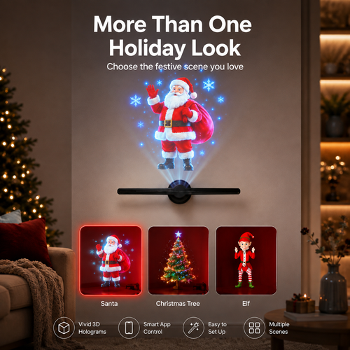 🎄 3D Hologram Fan Projector – Bring Christmas Magic to Life