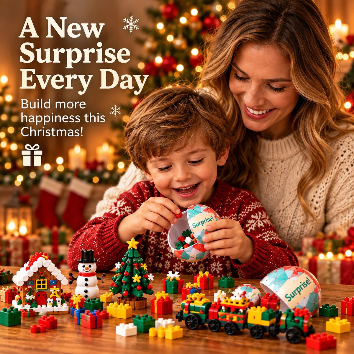 🎄 24-Day Surprise Egg Advent Calendar – Christmas Mini Building Block Sets