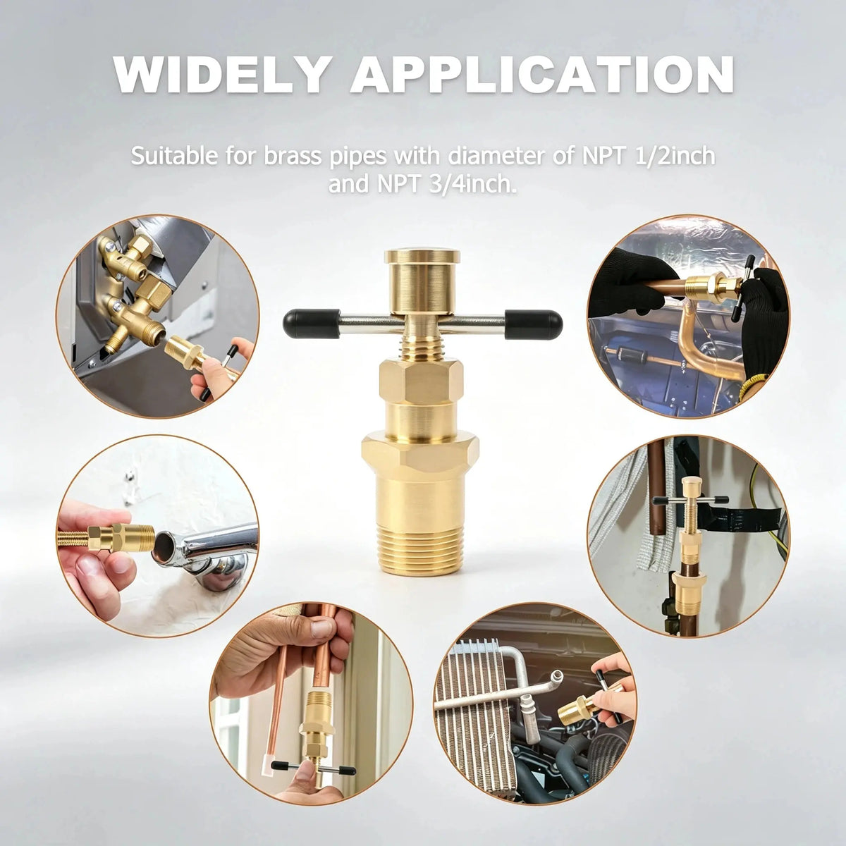 RDS SCM Compression Sleeve Puller Tool for 1/2" & 3/4" Brass Pipes, Rust-Resistant Ferrule Remover