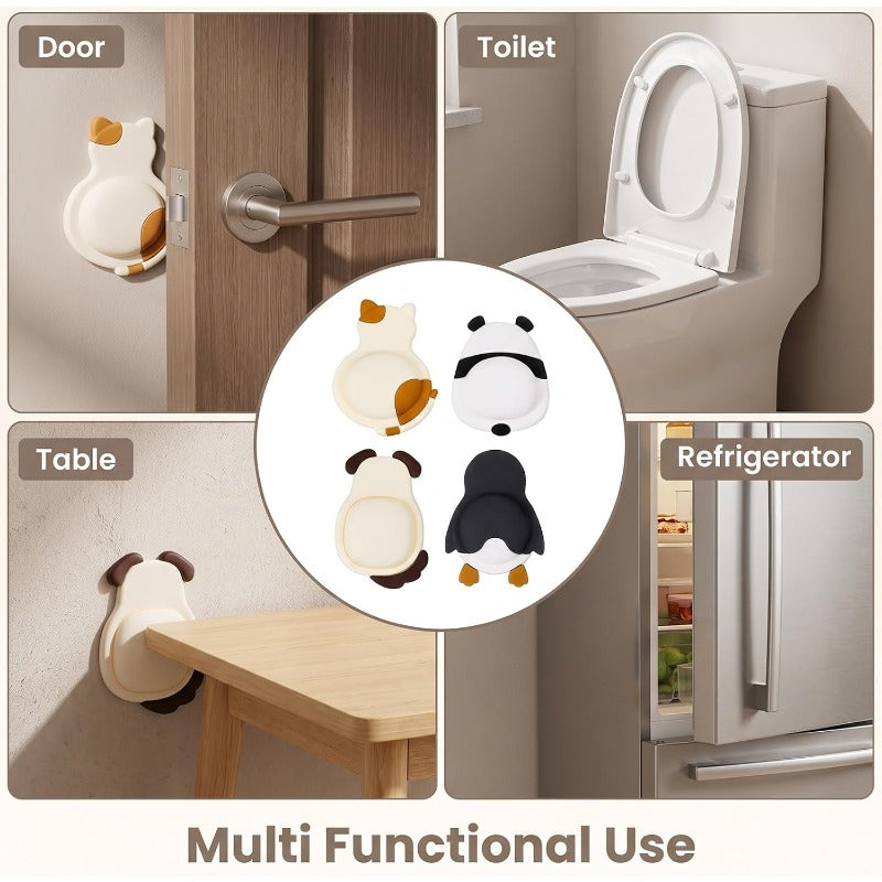 Cute Animal Door Handle Wall Protectors – Soft Silicone, Peel & Stick 🐾