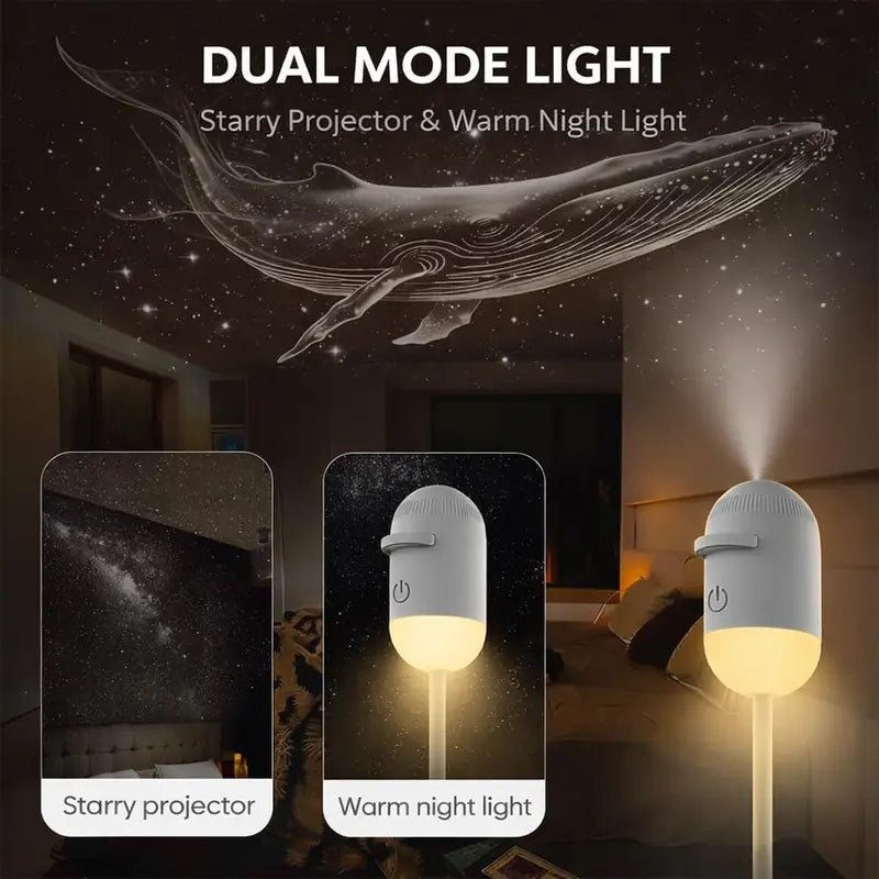 🌌2-in-1 Projector & Warm Night Light – USB Starry Sky Lamp