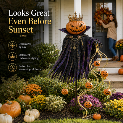 🎃 Solar Pumpkin King Garden Stake – Fiber Optic Halloween Yard Light