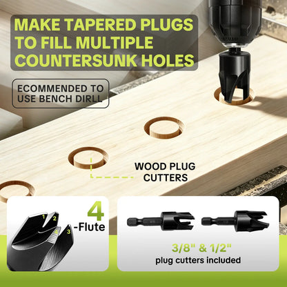 🧰🔩15-Piece Countersink Drill Bit Set – 1/4' Hex Shank, Depth Stop & Quick-Change Design