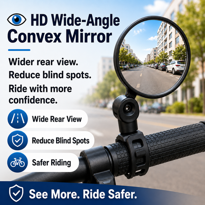 🚲 360° Adjustable Bicycle Rearview Mirror — Wide-Angle Handlebar View
