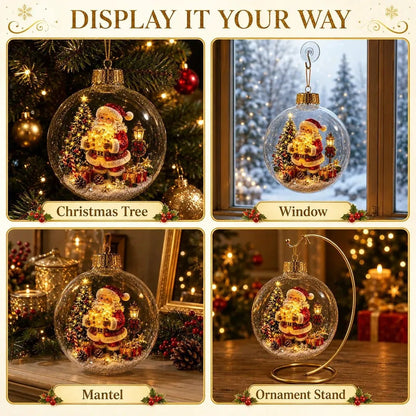 🎄 Light-Up 3D Christmas Ornaments – Battery Operated Warm White LED Scene Baubles